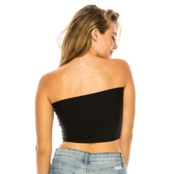 Women’s Black Sleeve Less Tube Top - Picture 3 of 6
